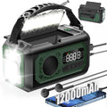 44400mWh/12000mAh Emergency Weather Radio Hand Crank Radio Solar Radio Portable AM/FM/NOAA Radio with 2 Solar Panels 3 Charging Methods SOS Alarm 3 Mode Flashlight Phone Charger Compass Reading Lamp