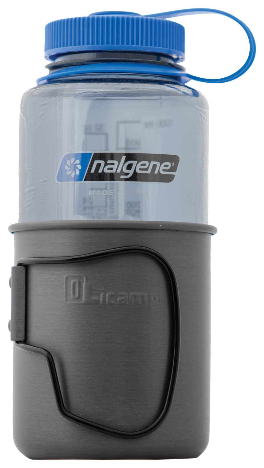 Olicamp Space Saver Mug Nalgene Sustain Tritan BPA-Free 32oz Wide Mouth Water Bottle Combo Smoke Gray