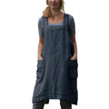 Stomeshle Japanese Aprons Plus Size Smock for Women with Pockets Cross Back Pinafore Dress Apron Baking Cooking Kitchen Gardening