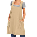 Womens Cotton Cross Back Apron Casual Pinafore Dress with Big Pockets Loose Square Apron for Baking Cooking Gardening