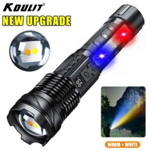 KDULIT NEW A76 High Power Led Flashlight USB Rechargeable Zoom Tactical Torch 2000M Long Range Outdoor Fishing Camping LanternCL24o718