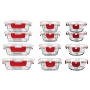 24 pieces of highquality glass food storage set locked hinge blue lid container kitchen organizer 240820