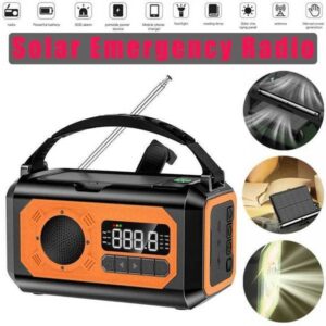 12000mah Solar Panel Emergency Radio Hand-Cranked with LED Flashlight Power Bank SOS Alarm FM/AM/NOAA FM-Level Radio Function X250505