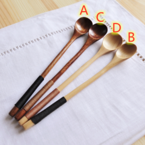 style: C6PCS – Long Handle Mixing Oki Ko Creative Wooden Tableware Coffee Spoon Spoon Honey Juice Windinglogo