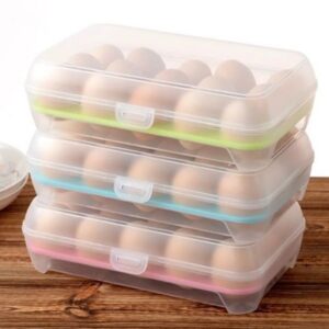 15 Grid Box Tray with Lid Drawer Carton PP Refrigerator Cases Compartment Storage Egg Rack Support