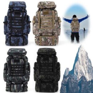 Color: Black Yellow – 80L Tactical Bag Large Capacity Mountaineering Backpack Waterproof Mountain Climbing Rucksack Travel Accessories W250625