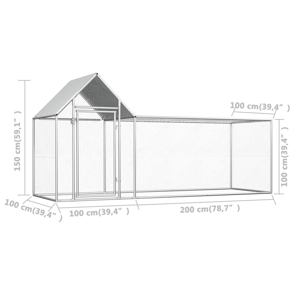 Chicken Coop 9.8'x3.3'x4.9'Galvanized Steel - Image 6