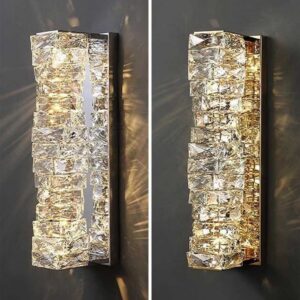 Luxury LED Crystal Wall Lamp Stainless Steel Irregular Modern Art Deco Lighting for Living Room TV Background Creative Home Deco M251209