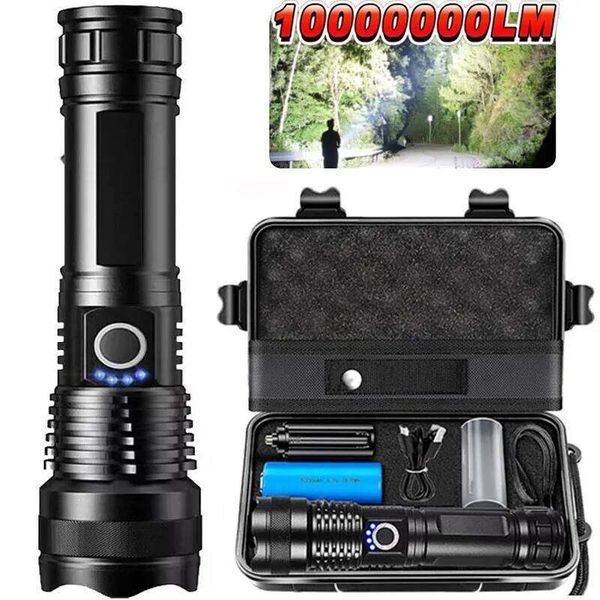 High Power Rechargeable LED Tactical Flashlight Aluminum Alloy Telescopic Zoom Torch Lamp for Outdoor Camping Fishing Z260121