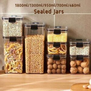 Sealed Kitchen Grain Organizer Large Tank Plastic Moisture-proof Storage Box Stackable Household Seasoning Jars Set 26Y0203