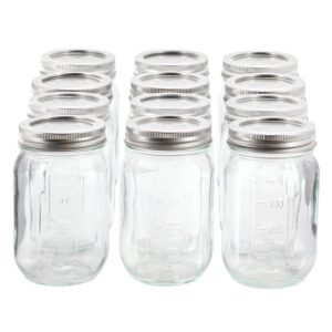 Gibson Home Market Preserves 12 Piece 16 Ounce Glass Canning jars with Lids and Bands