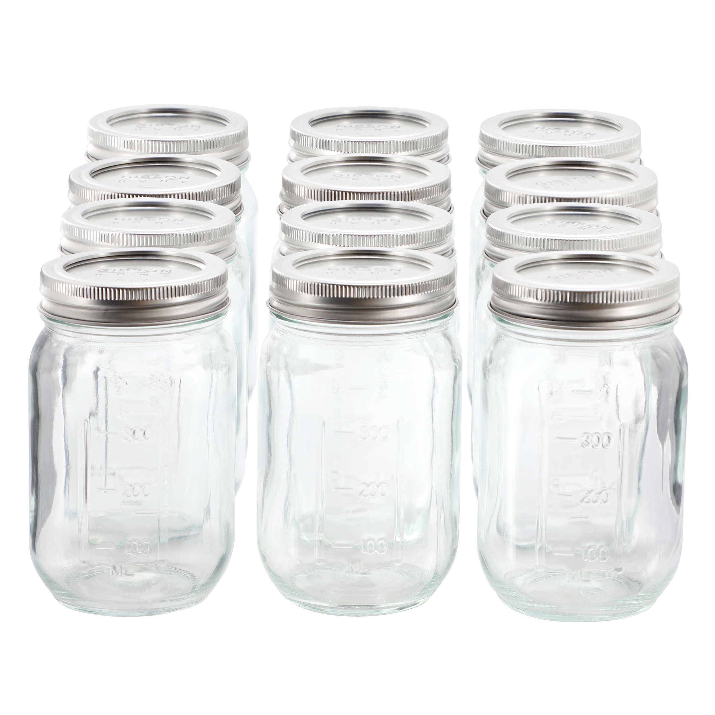Gibson Home Market Preserves 12 Piece 16 Ounce Glass Canning jars with Lids and Bands