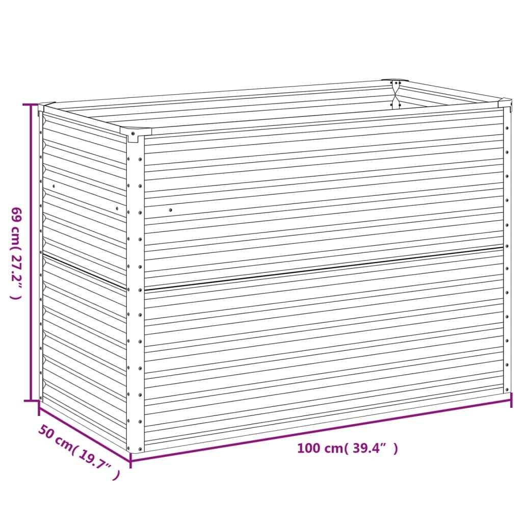 Garden Raised Bed 100x50 x 27.2 " Corten Steel - Image 7