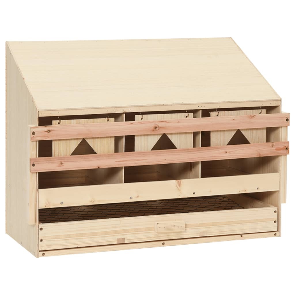 Chicken Laying Nest 3 Compartments 28.3"x13"x21.3" Solid Pine Wood - Image 2