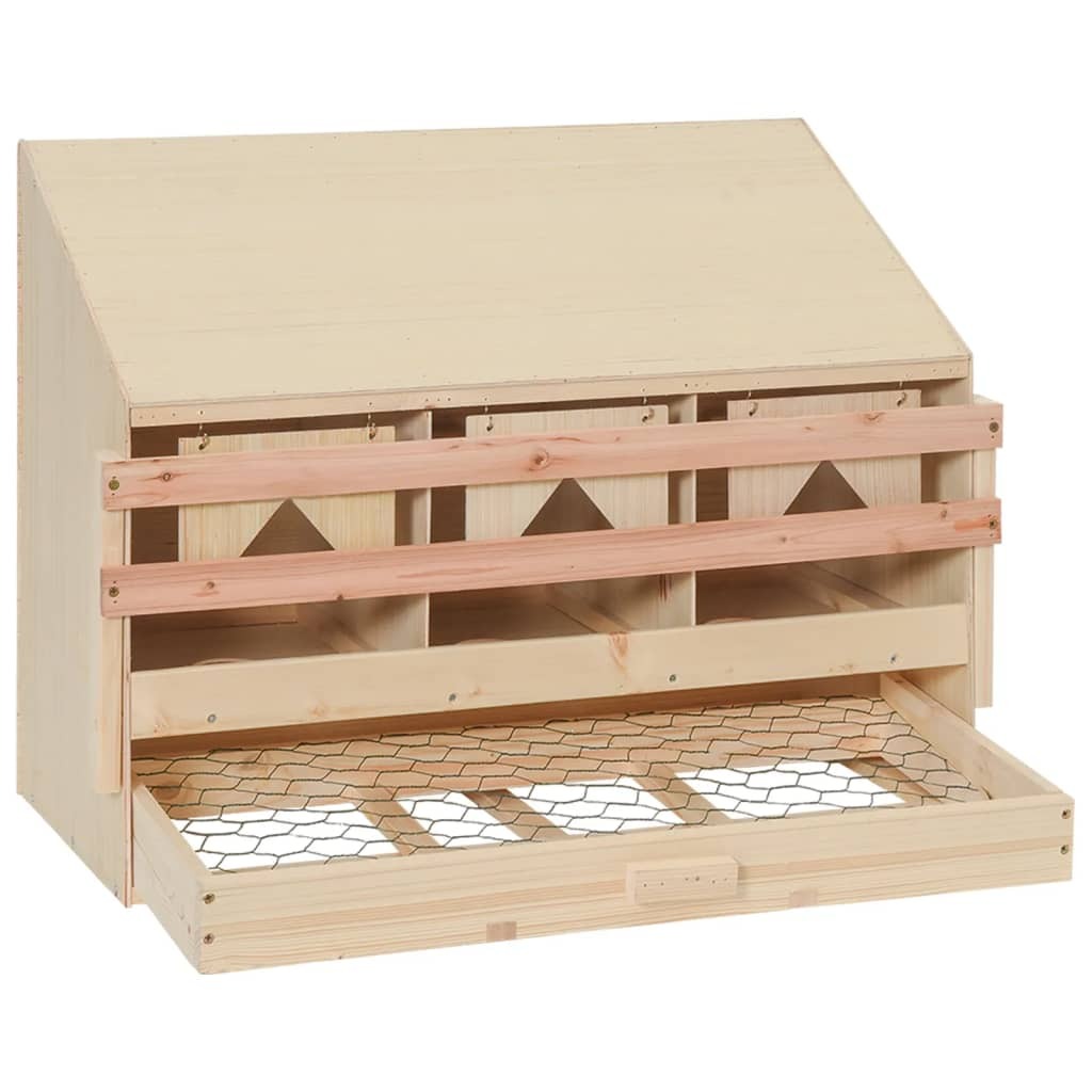 Chicken Laying Nest 3 Compartments 28.3"x13"x21.3" Solid Pine Wood - Image 3