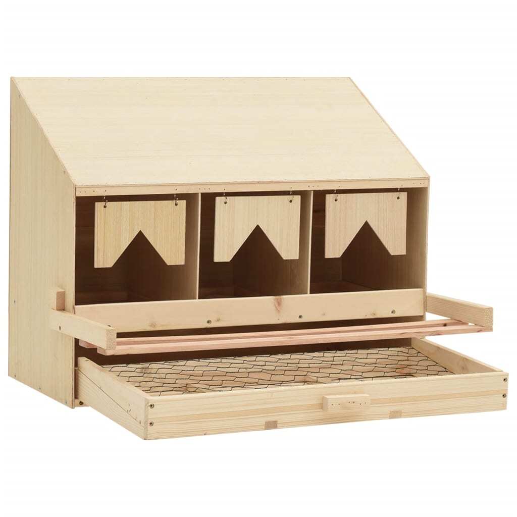 Chicken Laying Nest 3 Compartments 28.3"x13"x21.3" Solid Pine Wood - Image 4