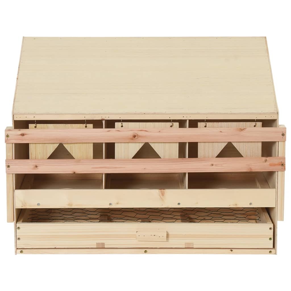 Chicken Laying Nest 3 Compartments 28.3"x13"x21.3" Solid Pine Wood - Image 5