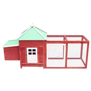 Chicken Coop with Nest Box Red 74.8″x28.3″x40.2″ Solid Firwood
