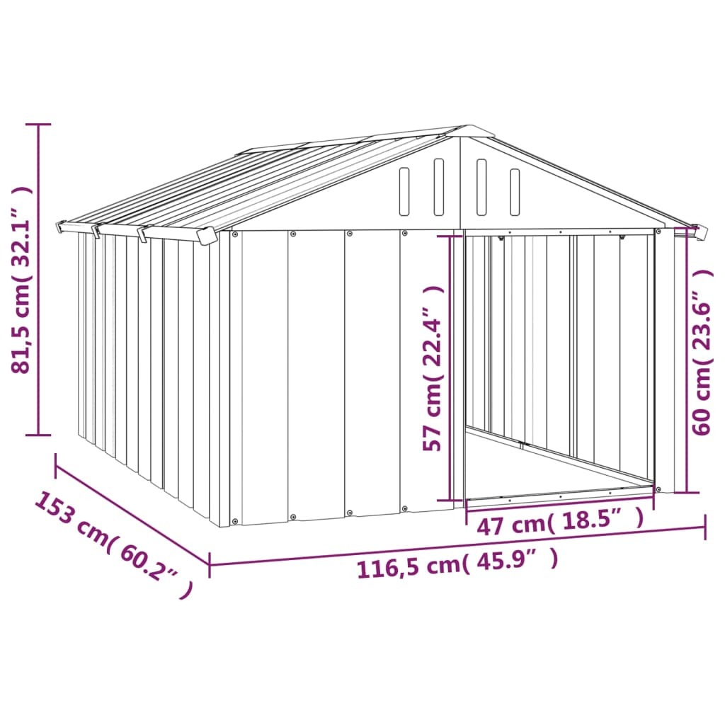 Dog House Gray 45.9"x60.2"x32.1" Galvanized Steel - Image 5