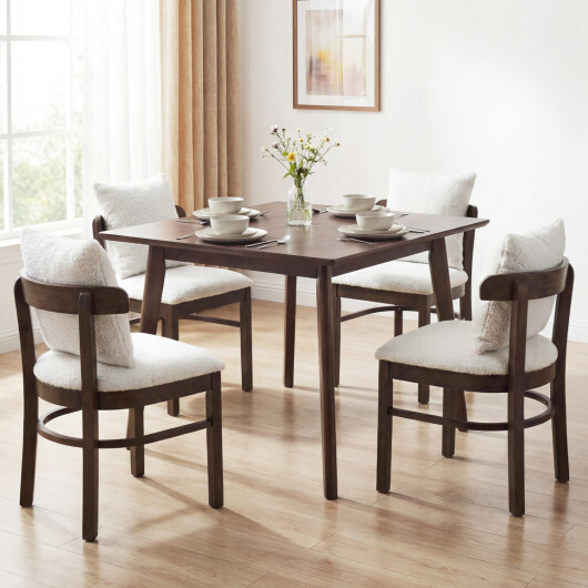 Fabric Upholstered Wood Dining Chairs Set of 4 with Removable Pillow-Gray - Image 2