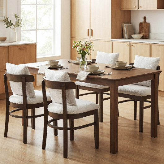 Fabric Upholstered Wood Dining Chairs Set of 4 with Removable Pillow-Gray - Image 3