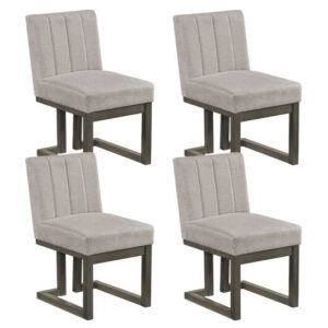 Modern Farmhouse Fabric Dining Chairs Set of 4 with 5.5″ Thickened Padded Seat-Gray – Color: Gray