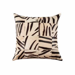 18″ X 18″ X 5″ Zebra Black On White Patchwork Cowhide  Pillow
