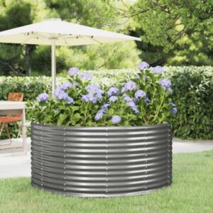Garden Raised Bed Gray 55.1″x55.1″x26.8″ Galvanized Steel