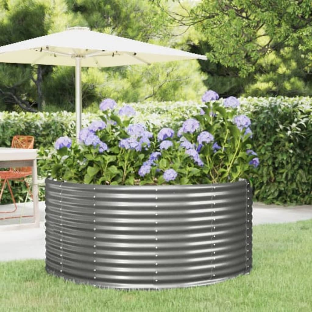 Garden Raised Bed Gray 55.1"x55.1"x26.8" Galvanized Steel
