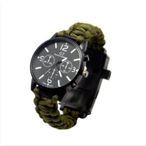 Color: Green – Outdoor Multi function Camping Survival Watch Bracelet Tools With LED Light