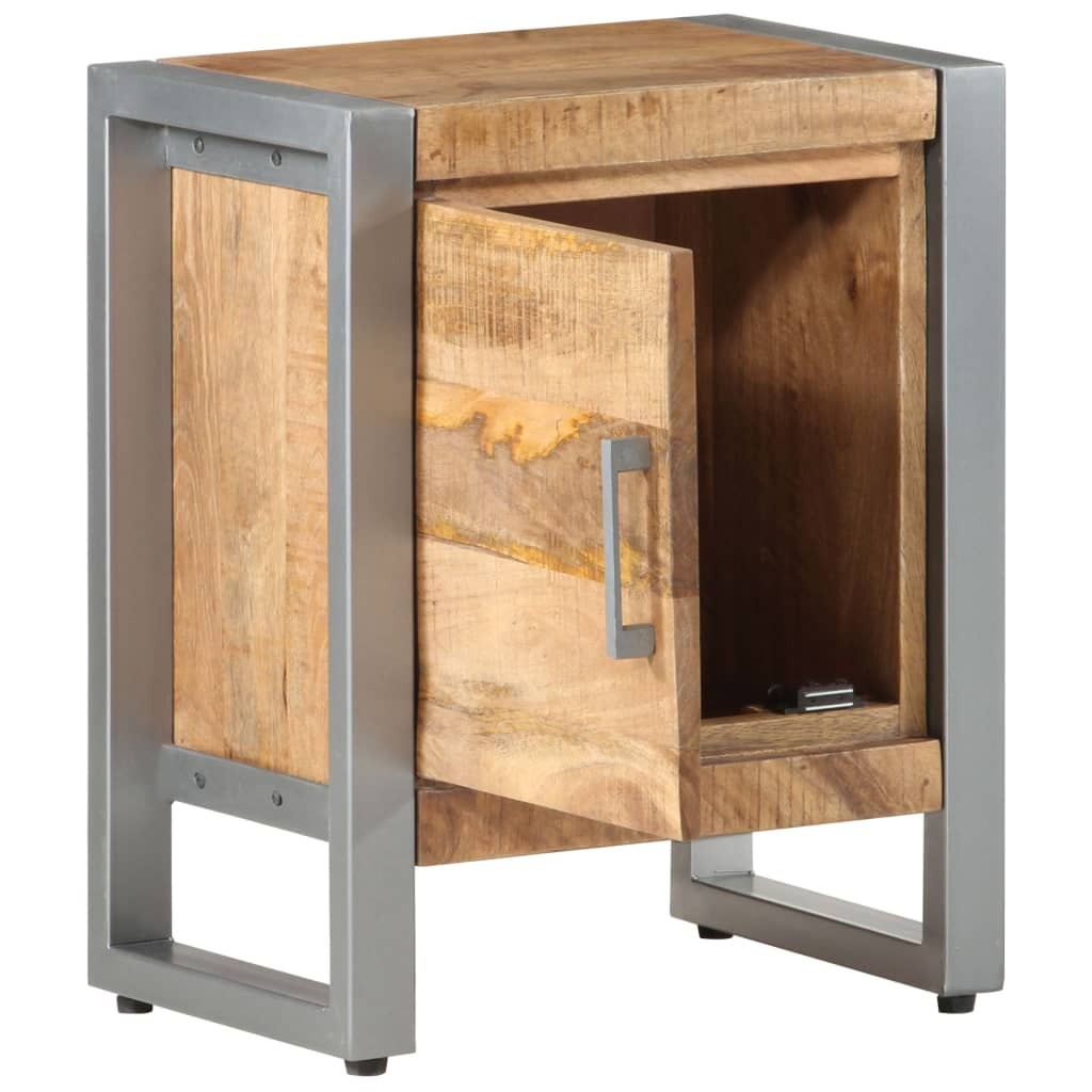 Bedside Cabinet 15.7"x11.8"x19.7" Rough Mango Wood - Image 3