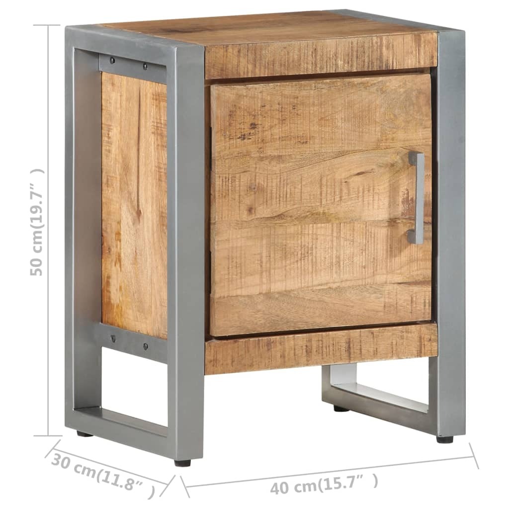 Bedside Cabinet 15.7"x11.8"x19.7" Rough Mango Wood - Image 7