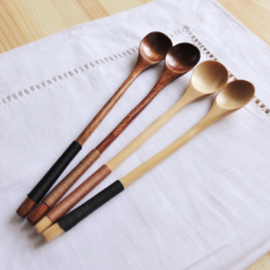 style: C6PCS – Long Handle Mixing Oki Ko Creative Wooden Tableware Coffee Spoon Spoon Honey Juice Windinglogo