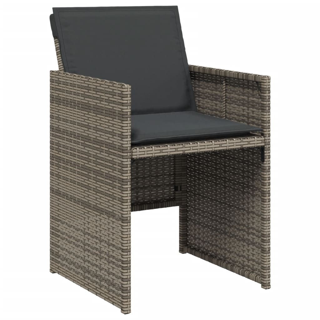 5 Piece Patio Dining Set with Cushions Gray Poly Rattan - Image 5