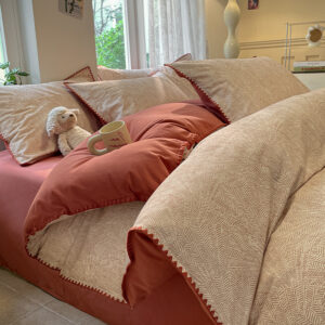 Style: LL South Initial Coffee, Size: 200x230cm-1.8m Flat Sheet, Type: – Thickened Brushed 100 Cotton Duvet Cover For Fall And Winter