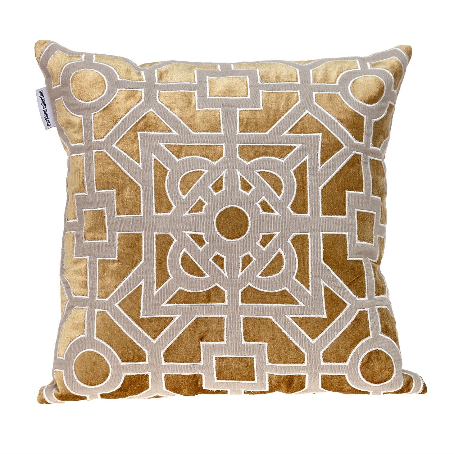 18 X 18 Gold Abstract Velvet Throw Pillow - Image 2