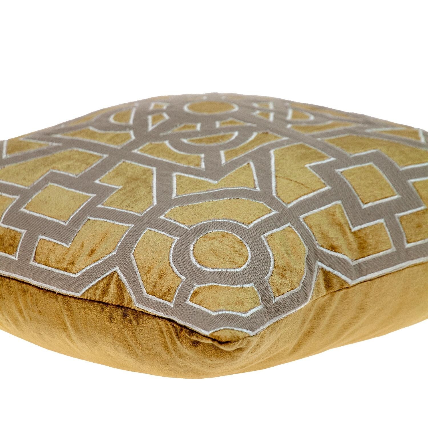 18 X 18 Gold Abstract Velvet Throw Pillow - Image 5