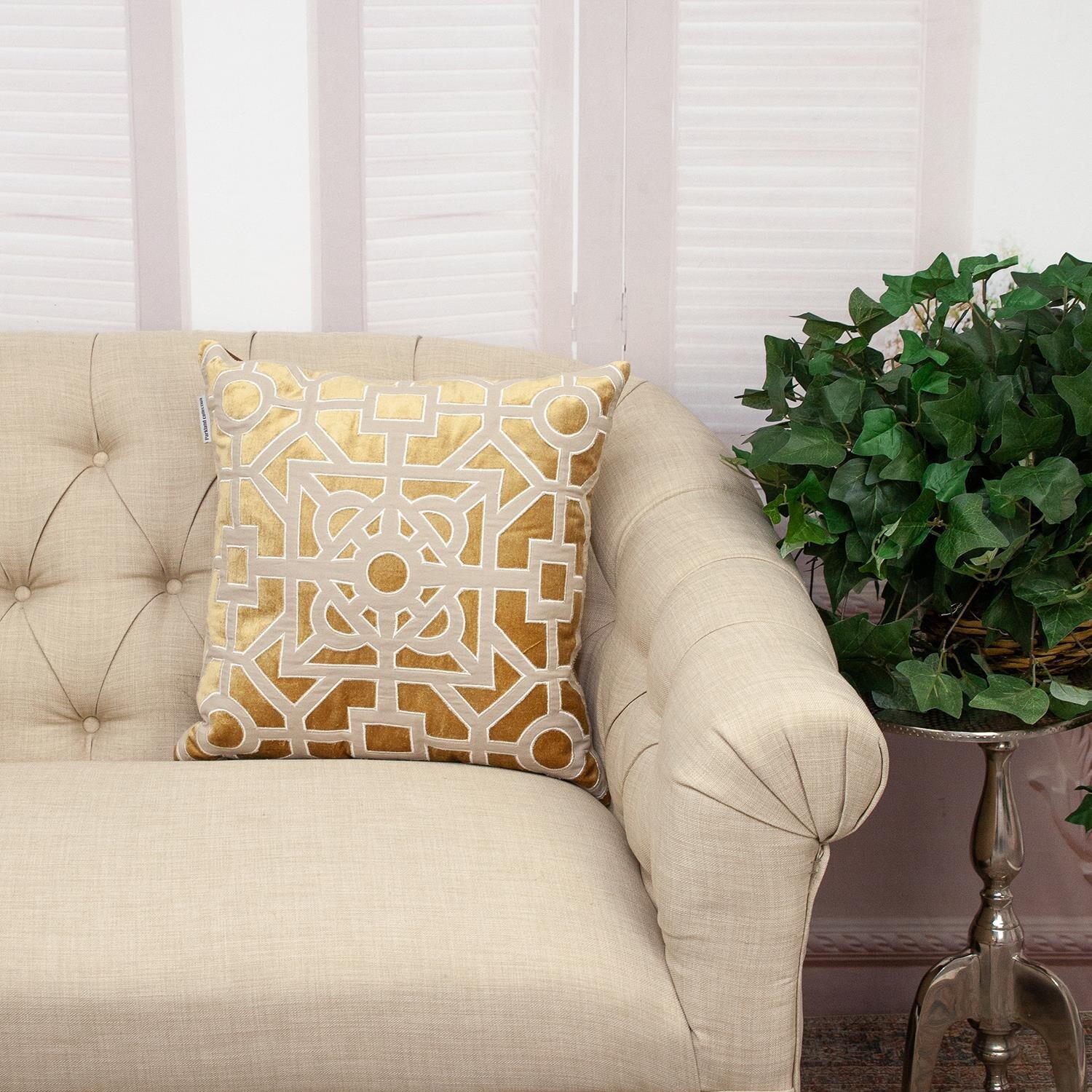 18 X 18 Gold Abstract Velvet Throw Pillow - Image 7