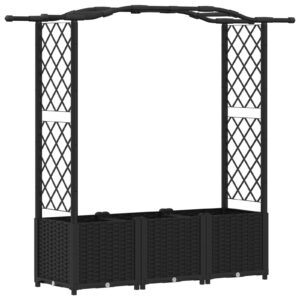 Raised Bed with Trellis and Roof Black 64.57 x 15.75 x 54.33 in
