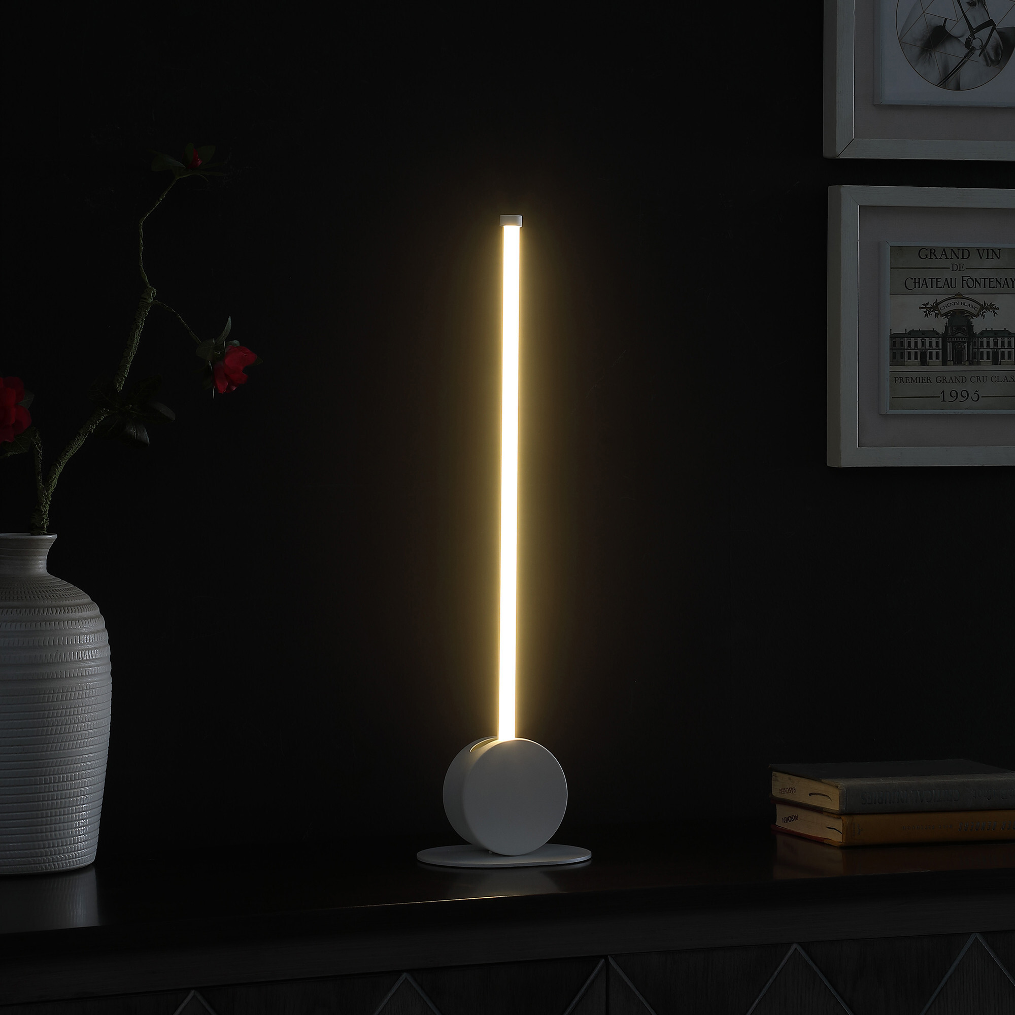 23" White Metal Leaning Stick LED Table Lamp - Image 4