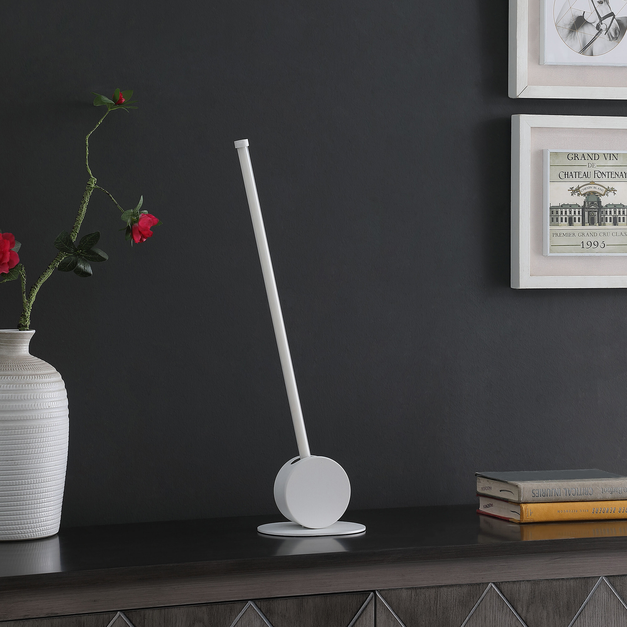 23" White Metal Leaning Stick LED Table Lamp - Image 5