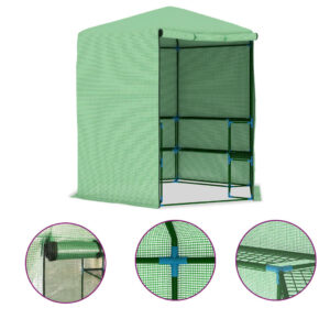 Greenhouse with Shelves Steel 89.4″x87.8