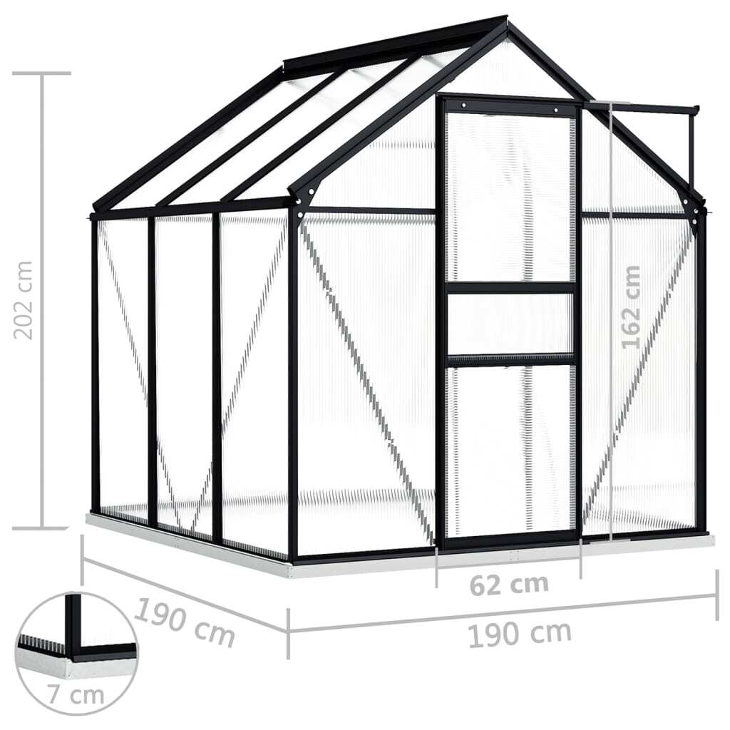Greenhouse with Base Frame Anthracite Aluminum 38.9 ft - Image 6