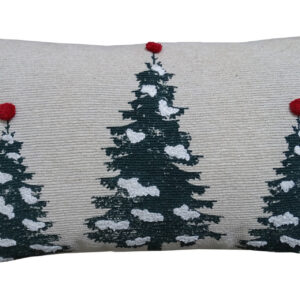 14″ X 24″ Red And Green Zippered Cotton Blend Christmas Tree Throw Pillow