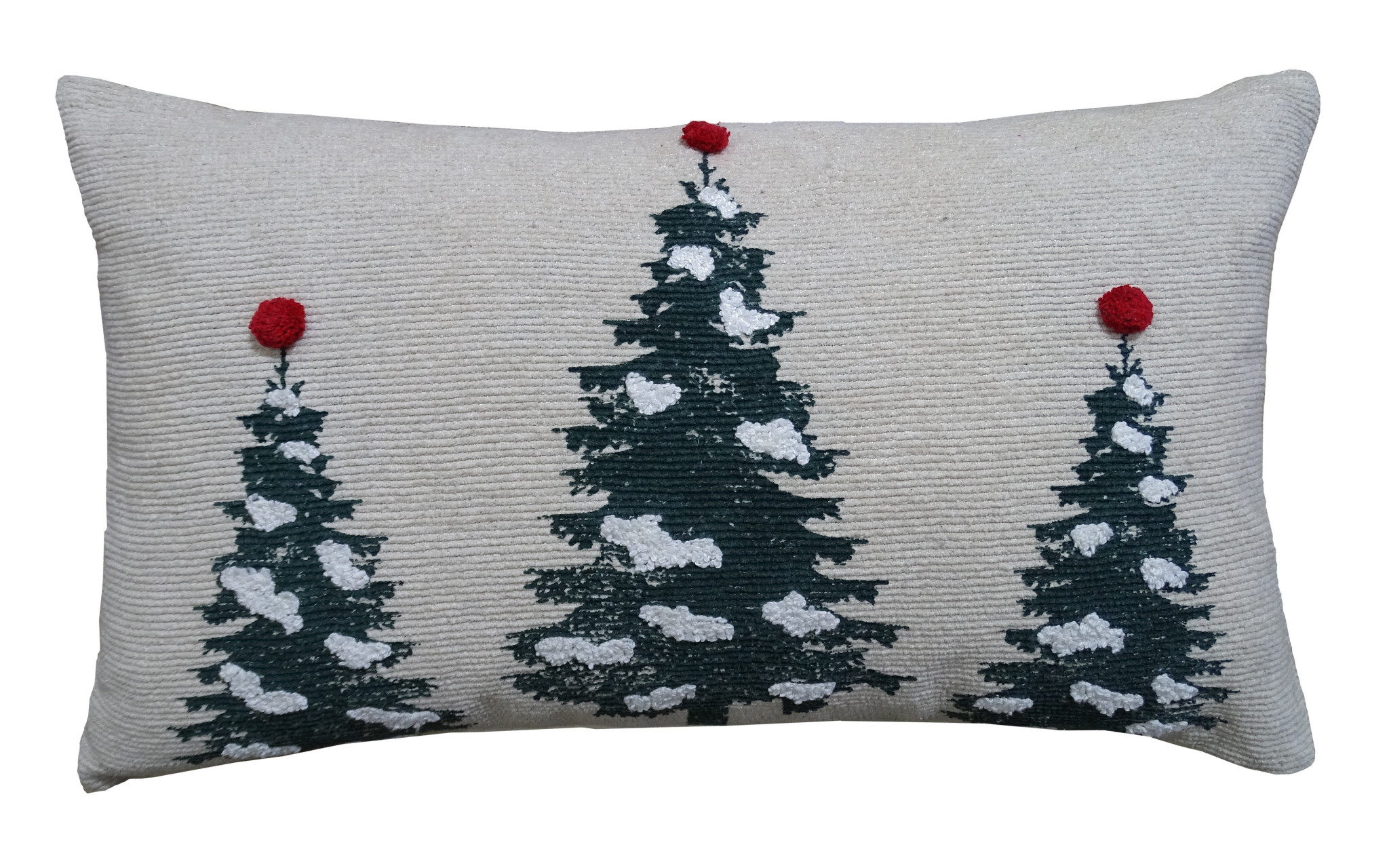 14" X 24" Red And Green Zippered Cotton Blend Christmas Tree Throw Pillow - Image 2