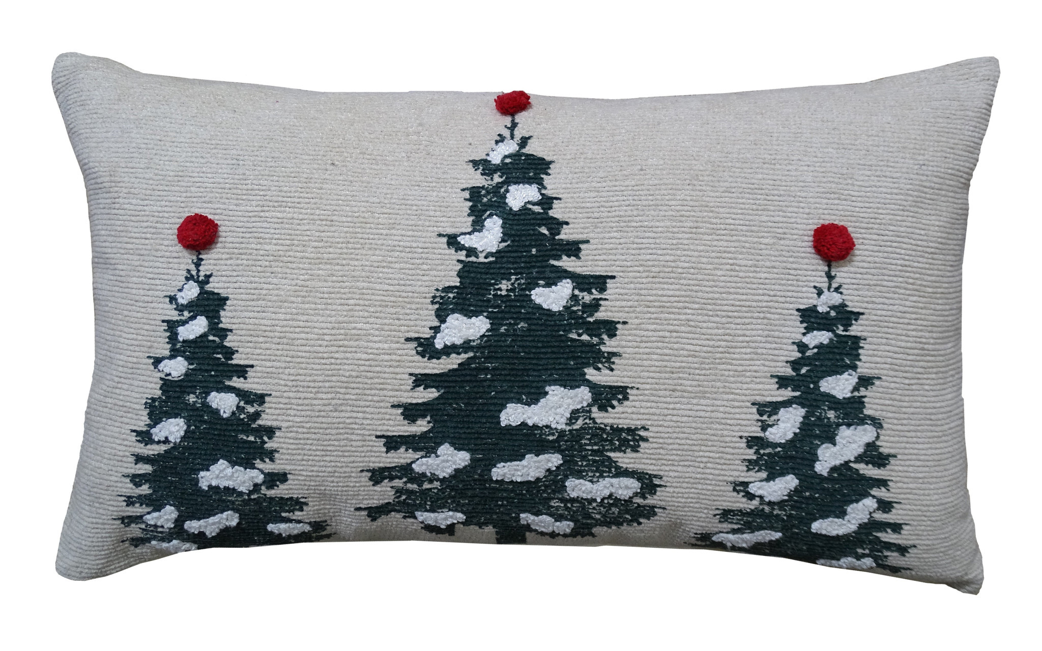 14" X 24" Red And Green Zippered Cotton Blend Christmas Tree Throw Pillow - Image 3