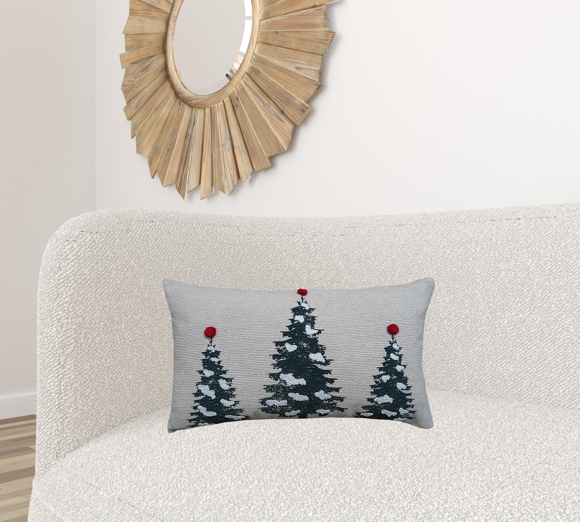 14" X 24" Red And Green Zippered Cotton Blend Christmas Tree Throw Pillow - Image 4