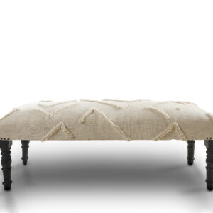 47″ Cream And Black Leg Abstract Upholstered Bench