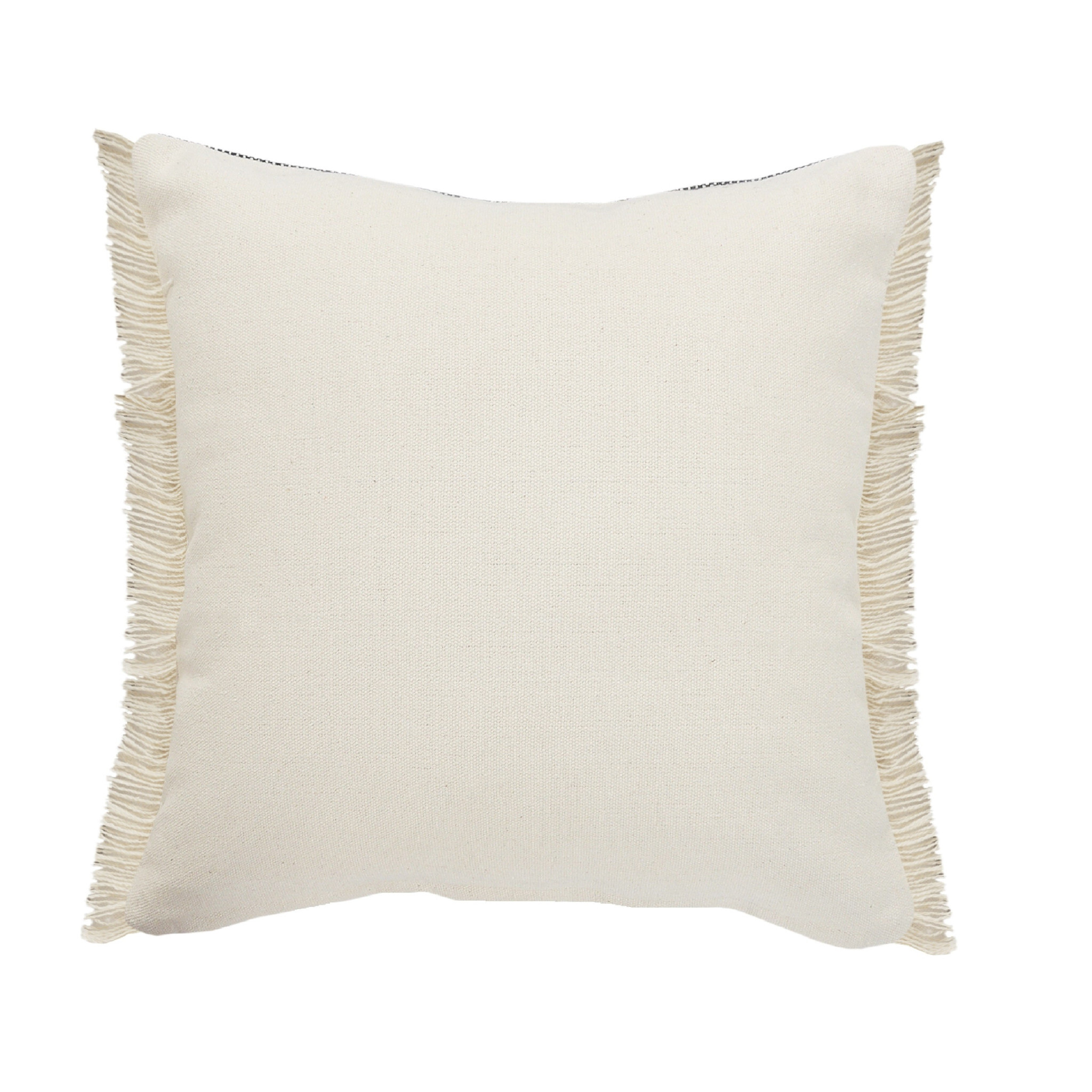20" X 20" Beige And Ivory Jute Striped Zippered Pillow With Fringe - Image 6