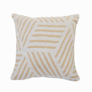 20″ X 20″ Tan And White 100% Cotton Geometric Zippered Pillow